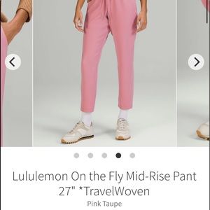 Lululemon On The Fly 7/8 Pants Pink Taupe